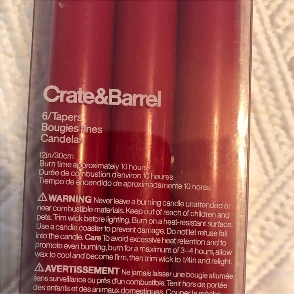Crate&Barrel Red Taper Candle Set